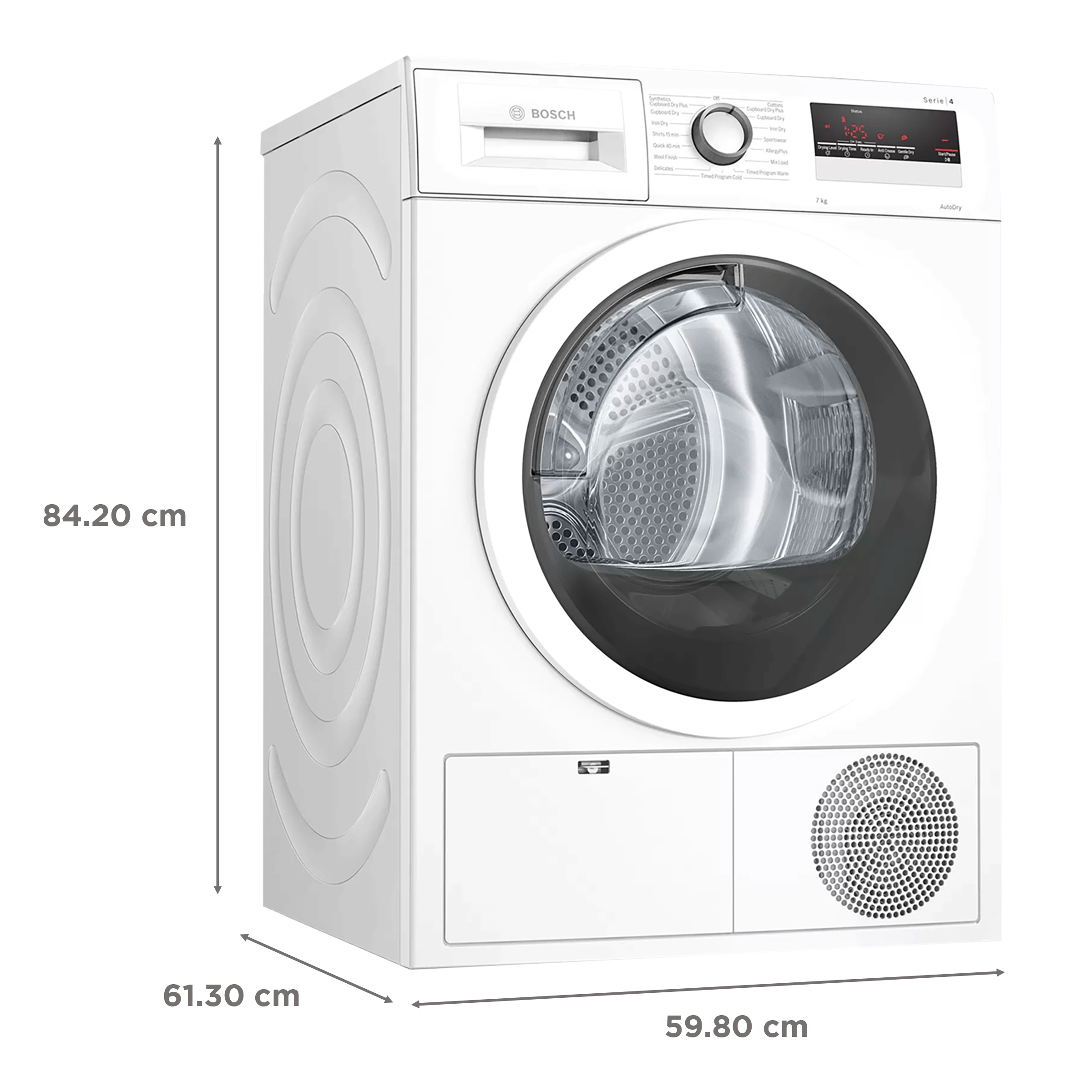 BOSCH 7 kg 5 Star Fully Automatic Front Load Dryer Series 4 WTN86203IN Auto Dry Function White